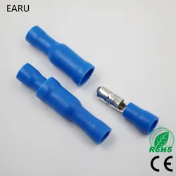 50pcs Blue Male Female Bullet Insulated Connector Crimp Terminals Wiring Cable Plug FRD2-156 FRD1.25-156  MPD1.25-156 Hot