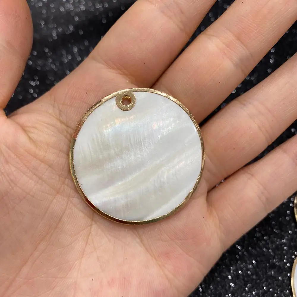 Natural White Shell Pendant Round Mother of Pearl Exquisite Charms Pendants For Jewelry Making DIY Earring Necklace Accessories