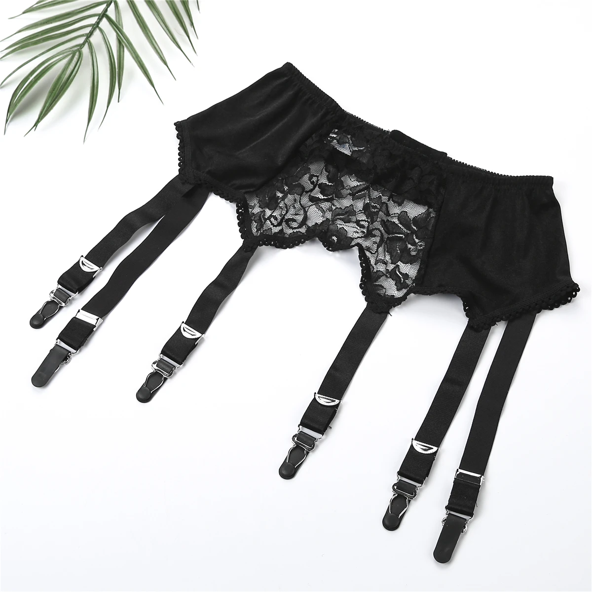 Nova sexy vintage cintura alta rendas impressão 6-claw liga cinto feminino roupa interior ligas malha meias suspensórios sem calcinha