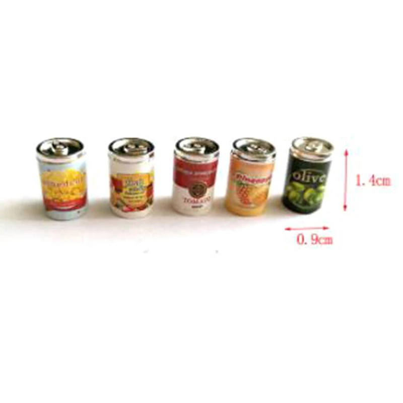 5PCs/set Dollhouse Jam Fruit Can Miniature Toy Doll Food Kitchen Living Room Accessories Kids Gift Pretend Play Toy