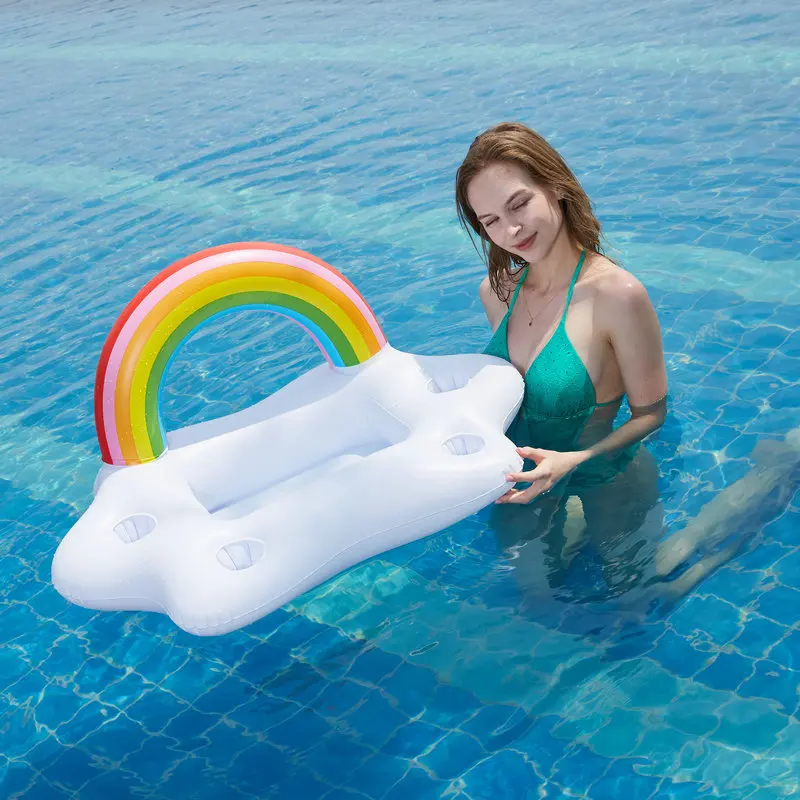 Posavasos inflable de 4 agujeros para adultos, bote de coco, unicornio, portavasos flotante para piscina, Cola, juguetes de playa para agua, novedad