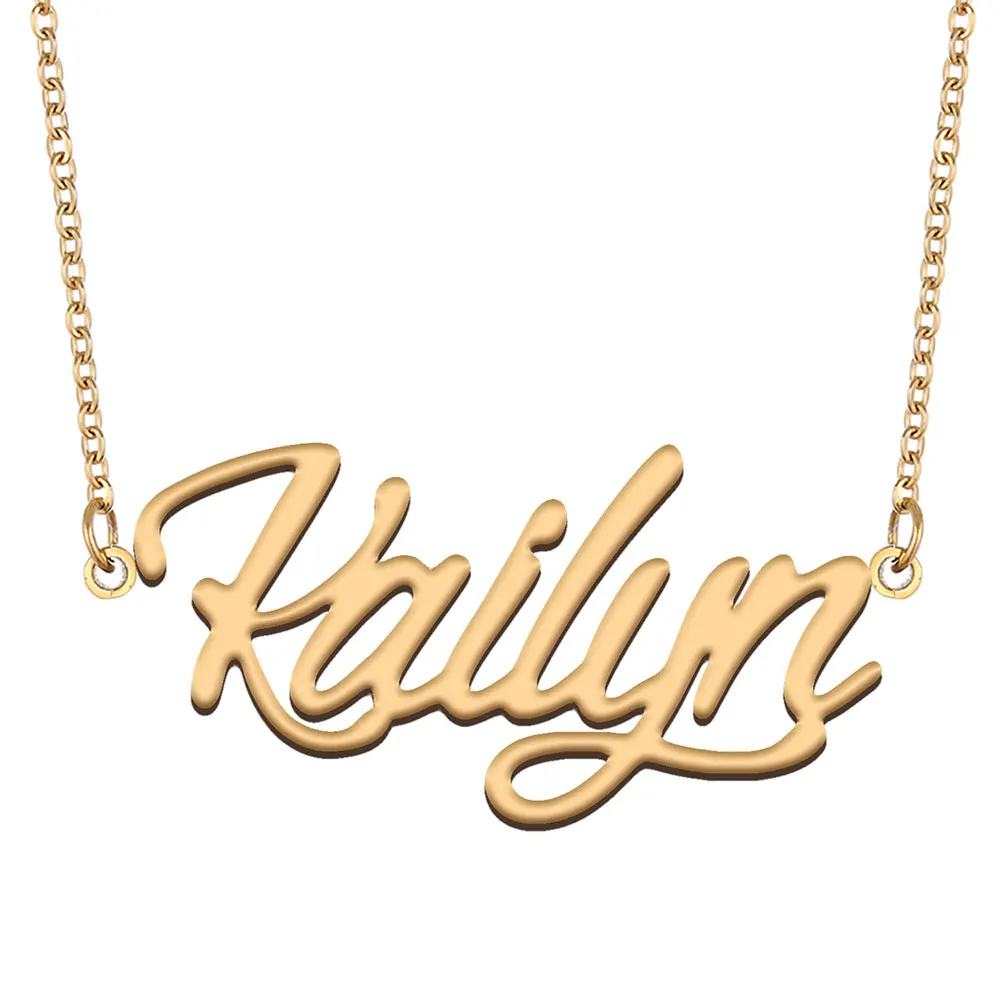 Kailyn Name Necklace Women Personalized Stainless Steel Jewelry Gold Plated Nameplate Pendant Femme Mothers Girlfriend Gift