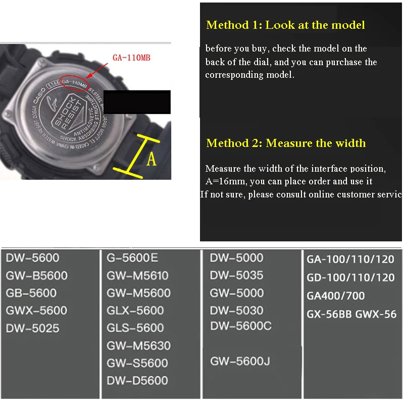 16mm to 22mm Stainless Steel Adapters Connector for Casio G-Shock GA-110 DW-5600 GW-M5610 GWX-56 Metal Watch Refit Accessories