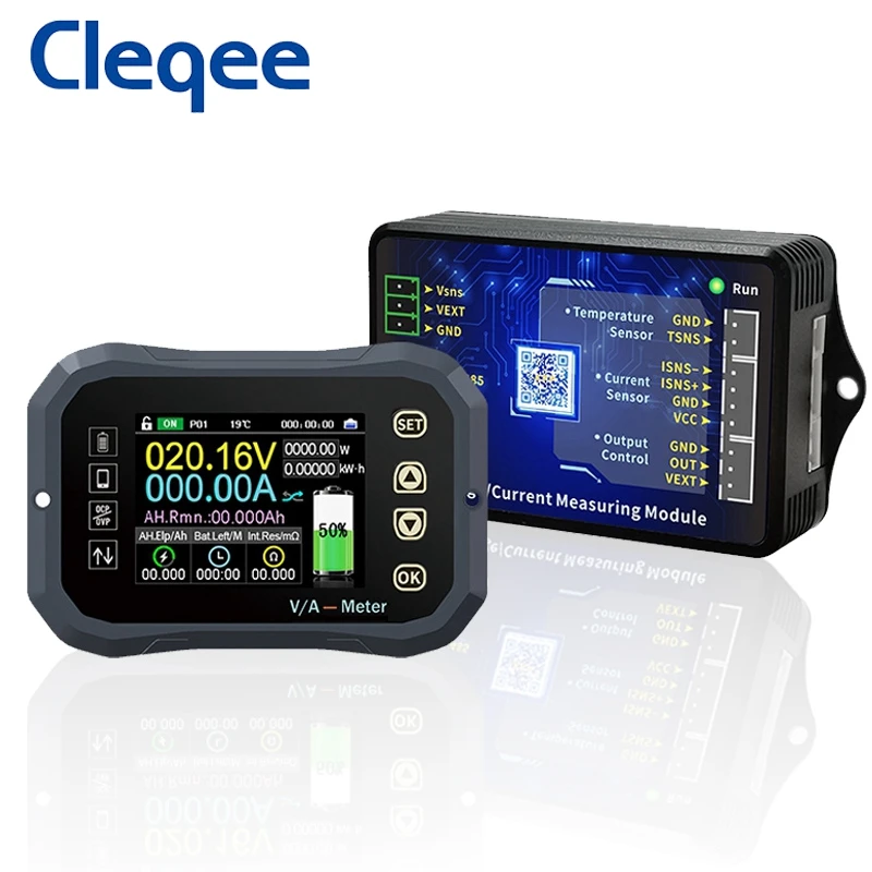 Cleqee KG110F Battery Coulometer 120V 100A Coulomb Meter Battery Indicator Capacity Tester LCD Power Display Phones Control