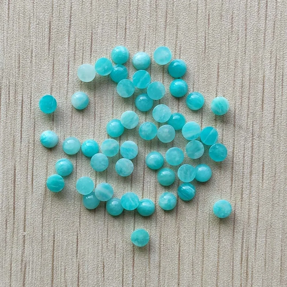 5mm 4mm Wholesale 36pcs/lot 2023 good quality natural amazonite  round cab cabochon beads for jewelry making free shipping