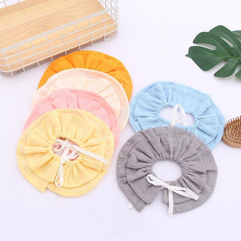 Baby Feeding Drool Bib Collar Decoration Solid Color Saliva Towel Soft Cotton Crepe Gauze Scarf Burp Cloth for Newborn Toddler