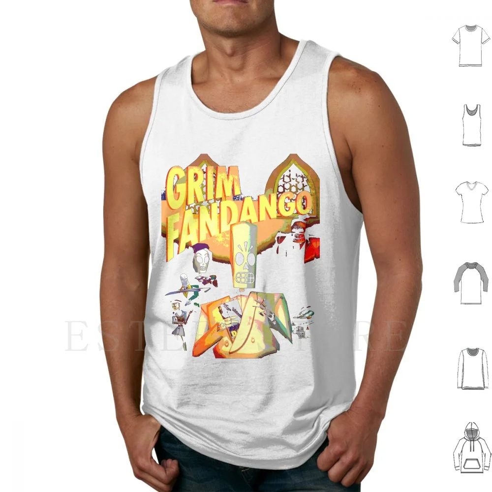 

Grim Fandango Tank Tops Vest Cotton Grim Fandango Adventure Point And Click Lucas Arts Video Game Cult Movie