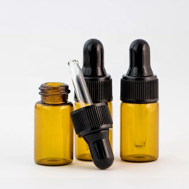 

Empty Mini Essential Oil Bottles 3ml Amber Glass Dropper Bottles With Black Dropper Cap Small Glass Vials For Sale