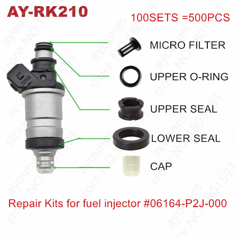 100sets fuel injector repair kits For auto part 06164-P2J-000 06164-P2A-000 for Acura 1.6 2.0 2.3  For AY-RK210