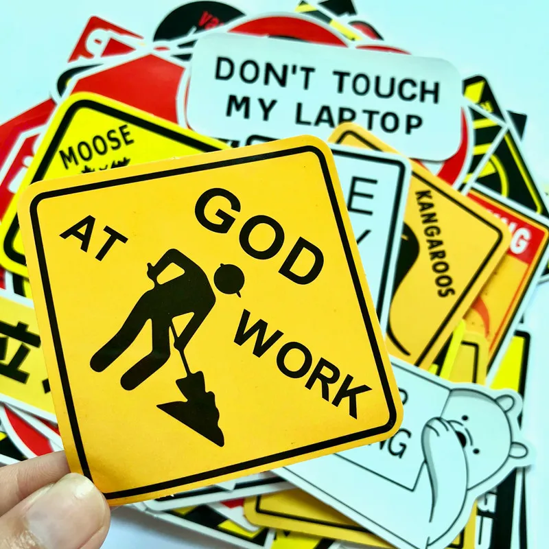 50PCS Warning Stickers Danger Banning Signs Reminder Waterproof Decal Sticker to Laptop Motorcycle Luggage Phone Snowboard