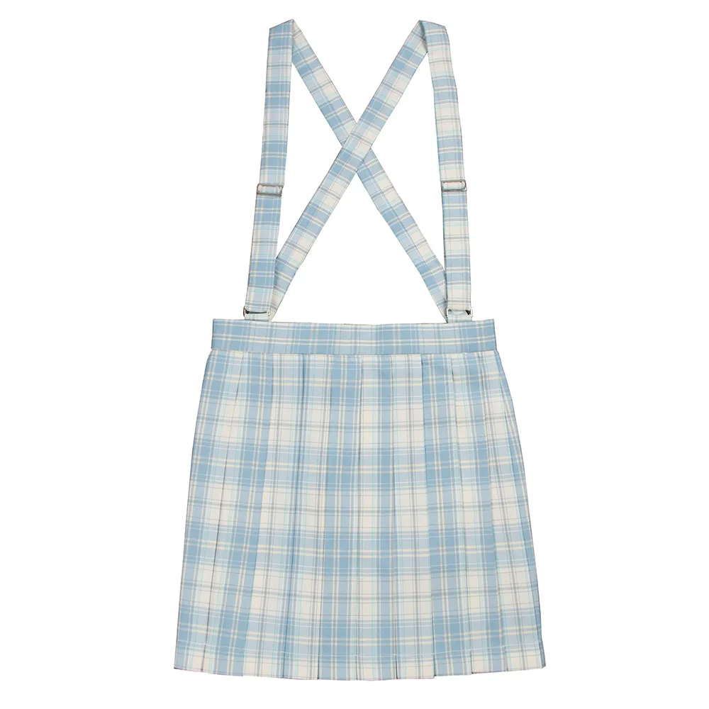 Robe d'école japonaise JK, jupe Tartan plissée japonaise, jupe à carreaux bleu ciel pour filles, costume de marin Anime Cosplay