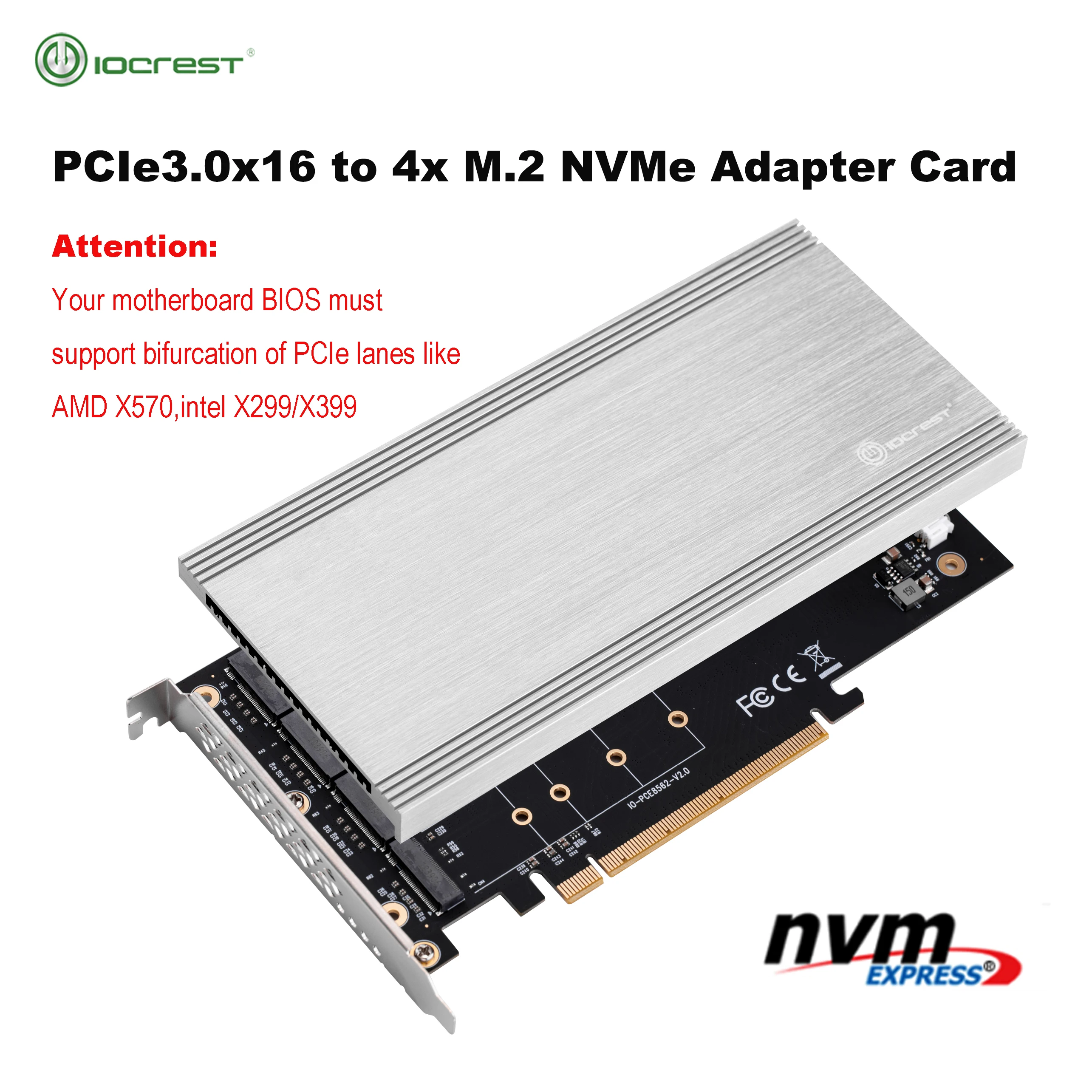 Tarjeta de expansión 4 M.2 PCIe3.0 x4 PCIe x16, requiere bifurculación, placa base compatible con Intel VROC AMD Ryzen Threadripper NVMe Raid