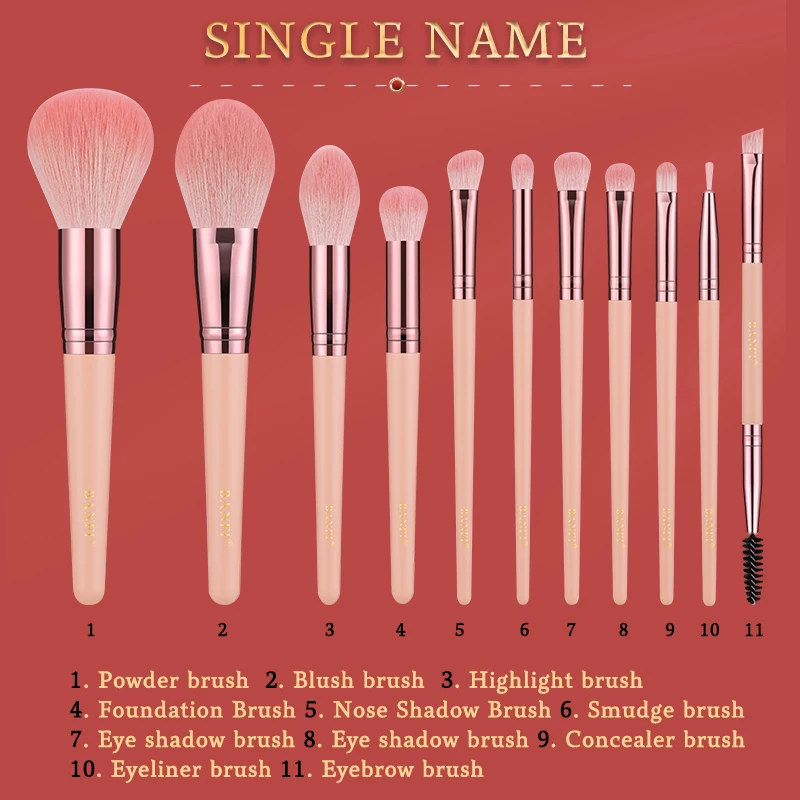 BANFI Palace Pattern Makeup Brush Set with Magnetic Case 11piece Chinese Style Powder Blush Brushes Cosmetic Makeup Beauty Tool