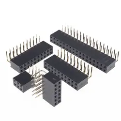 이중 행 직각 암 핀 헤더, 2.54mm 피치 스트립 커넥터 소켓, 2X3, 4, 5, 6, 7, 8, 10, 20/40 핀, 10 개