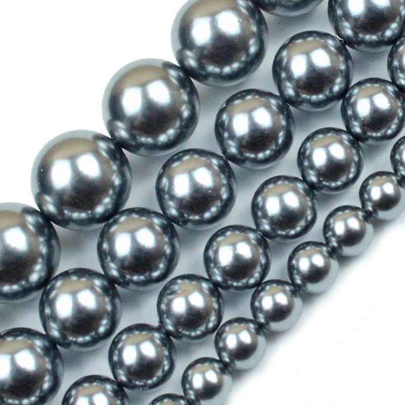 Gray Beads 4-12mm Plated Color Shell Pearl Natural Pearls Handmade DIY Jewelry Accessories Loose Beads Necklace Bracelet