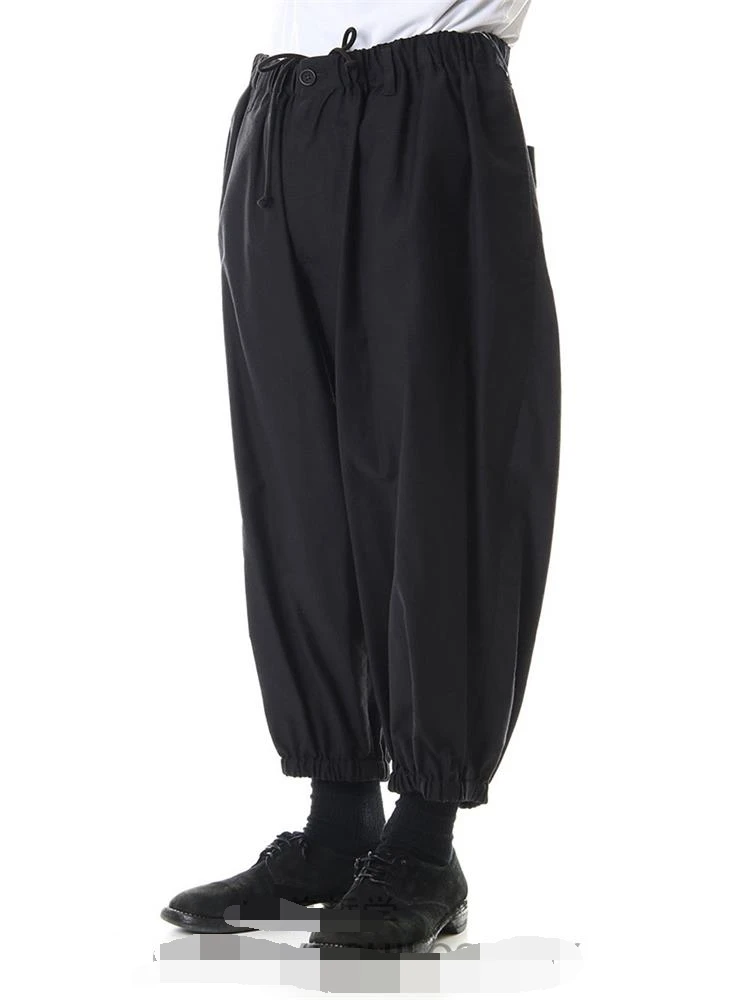

Men's spring fashion trends singer hairstylist's men's casual pants nine cropped pants loose large dark wide-leg pants