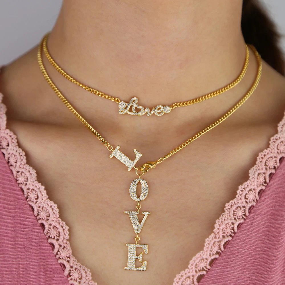 2025 جديد عصري مجوهرات نسائية هدايا رسالة الحب القلب زركونيا تشيكوسلوفاكيا ميامي سلسلة المختنق الفاخرة الزفاف السيدات سلسلة القلائد #3