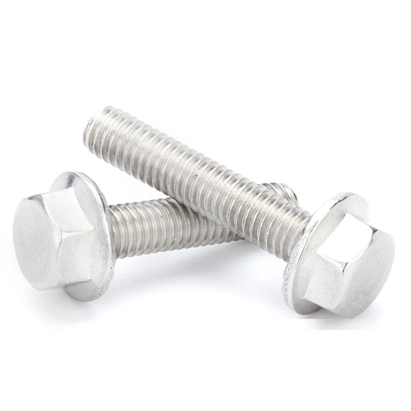 1/10pcs M5 M6 M8 M10 M12 A2-70 304 Stainless Steel GB5787 Hexagon Head with Serrated Flange Cap Screw Hex Washer  Bolt