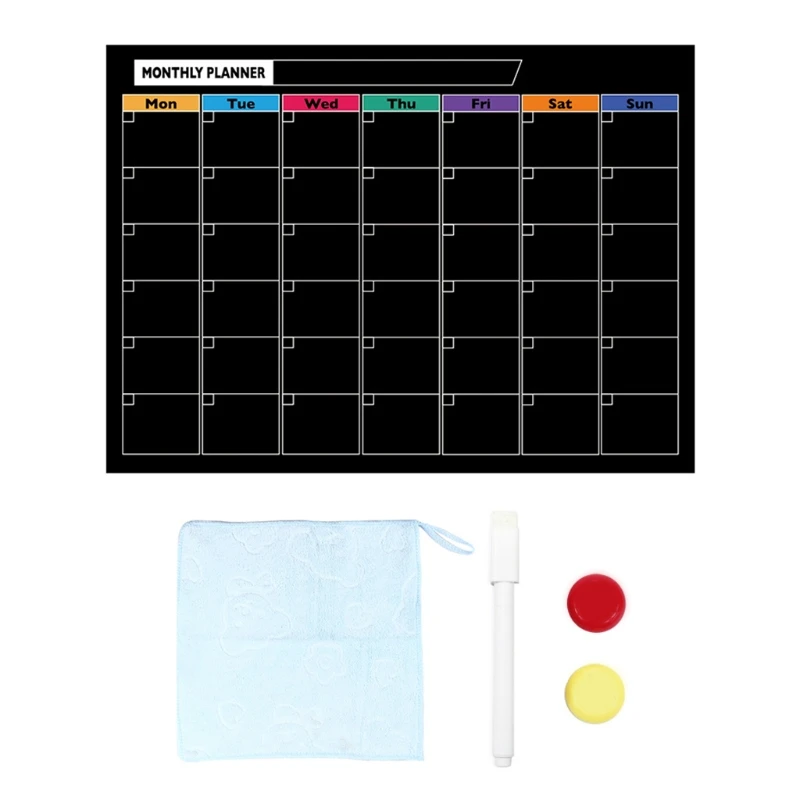 พรีเมี่ยมใหม่กระดานดำแม่เหล็กสำหรับตู้เย็นตู้เย็นกระดานดำสีดำคราบฟรีเครื่องหมาย-Do Lists Board Weekly Planner