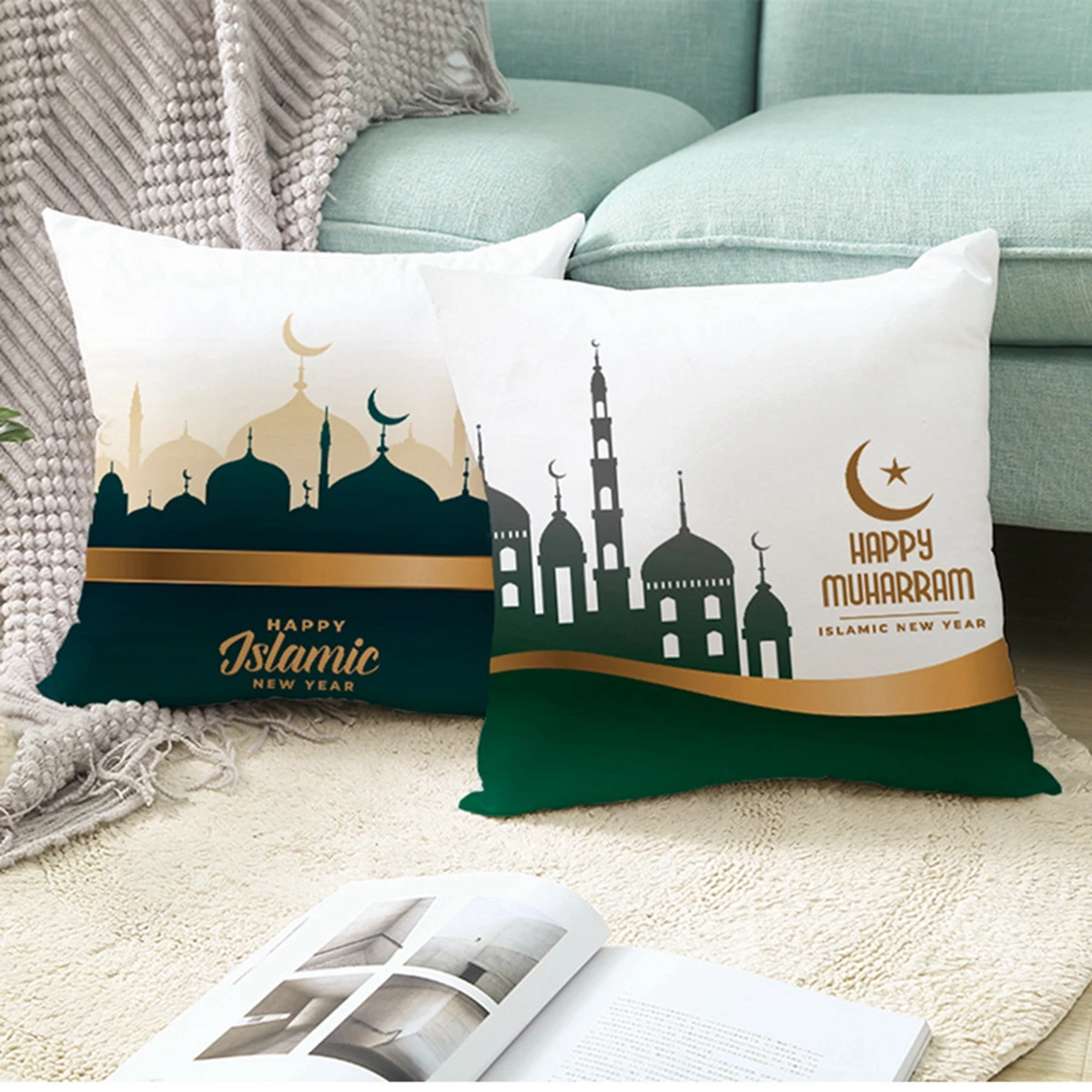 Capa de Almofada EID Mubarak, Decorações Ramadan para Casa, Decoração do Partido Islâmico Muçulmano, Ramadan Kareem, Fronha Ramada, EID Al Adha