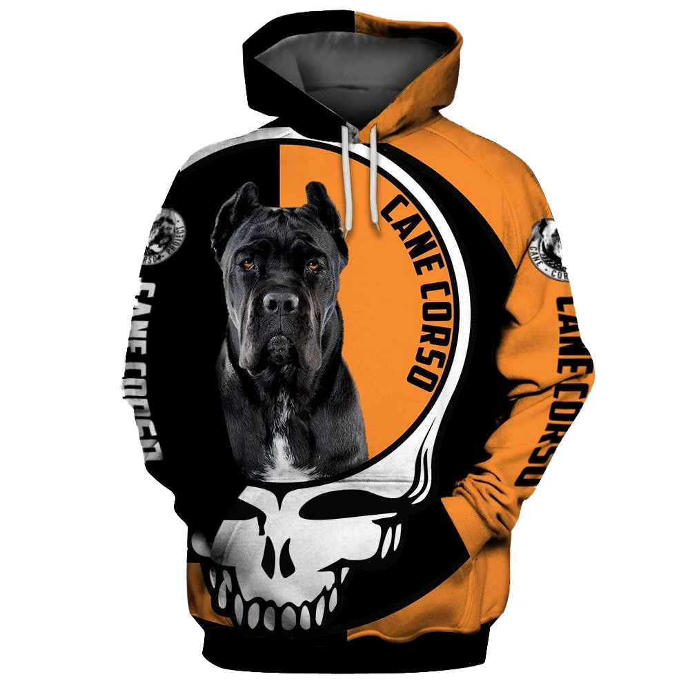 

HX Skull Dogs Cane Corso Hoodies 3D Graphic Animal Splicing Hoodie Sweatshirts Fashion Casual Pullovers Harajuku Streetwear