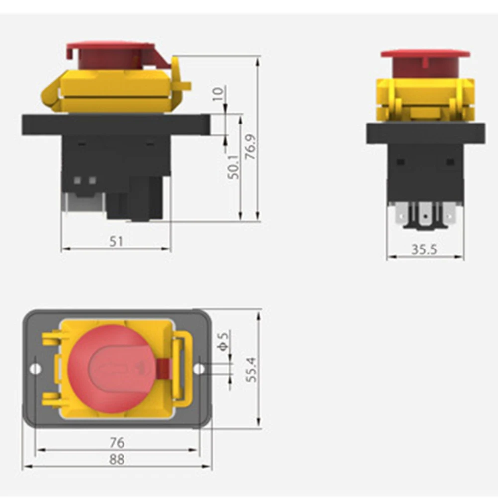 Imagem -03 - Kedu-interruptor Eletromagnético Kjd18 Botão de Pressão de Emergência com Pinos Pinos 230v e 400v