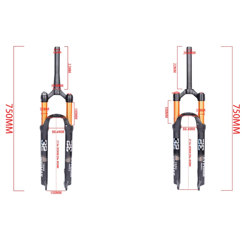 VIVIMAX MTB Bike Fork Solo Air Bicycle Front Suspension 27.5/29inch Straight/Tapered Tube Lockout Alloy  Magnesium QuickRelease