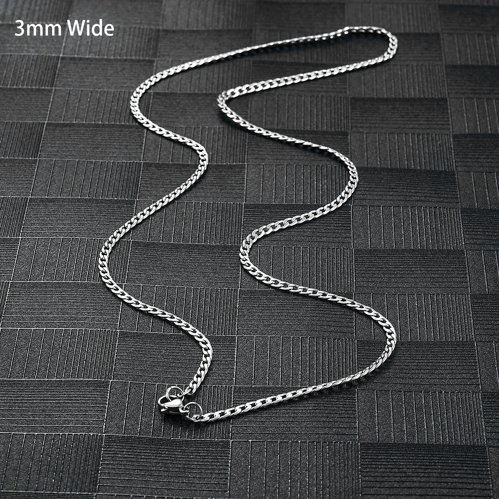 Men's Round Link Stainless Steel Necklace Cuban Chain for Women Silver Color Waterproof Tone Punk Boy Male Jewelry Accessories