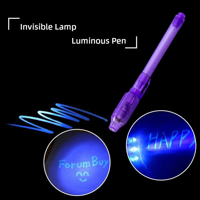 Bolígrafo fluorescente secreto de luz UV para niños, lápiz mágico Invisible para almohadilla de escritura, tablero de dibujo y pintura, regalo de