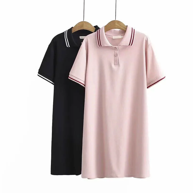 T-shirt manches courtes en coton pour femme, ample et décontracté, à la mode, avec col rabattu, Preppy