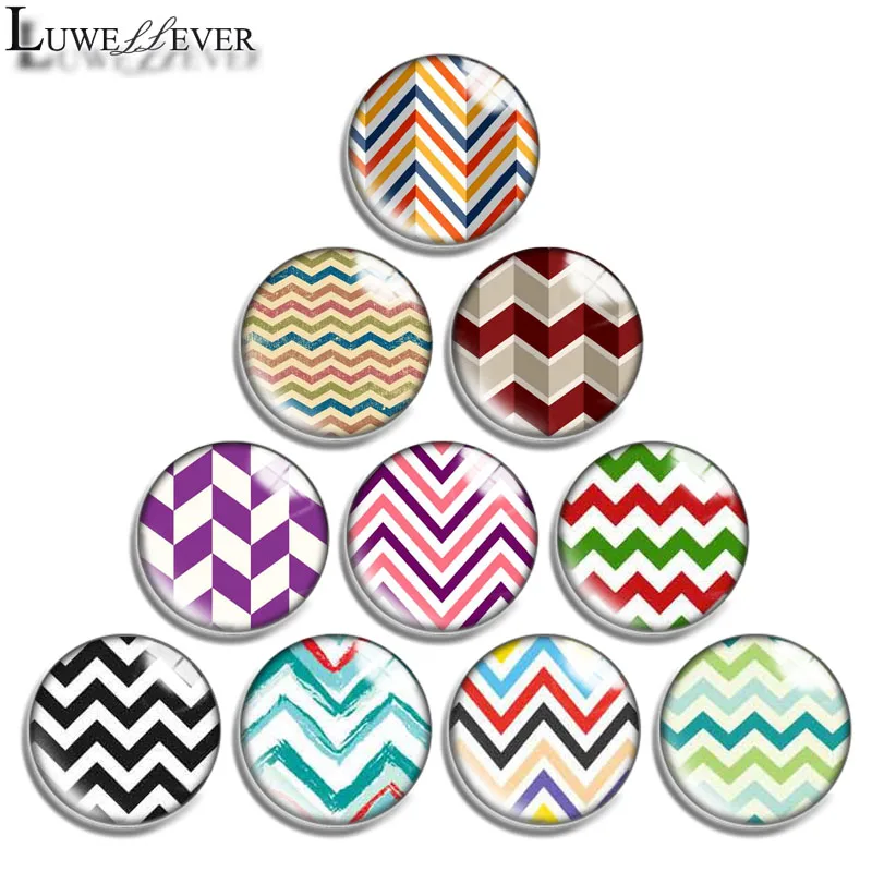 12mm 14mm 16mm 20mm 25mm 30mm 645 Wave Pattern Mix Round Glass Cabochon Jewelry Finding 18mm Snap Button Charm Bracelet