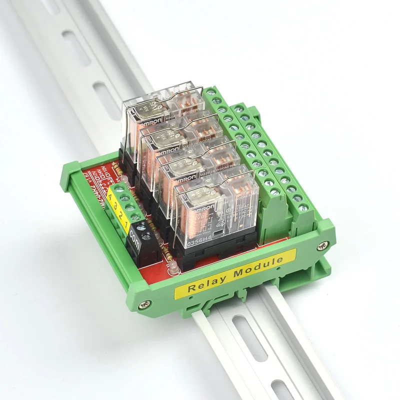 4-Channel 2NO+2NC Interface PNP NPN Compatible DIN Rail Mounting Interface Relay Module G2R-2 5A 12V 24V DC