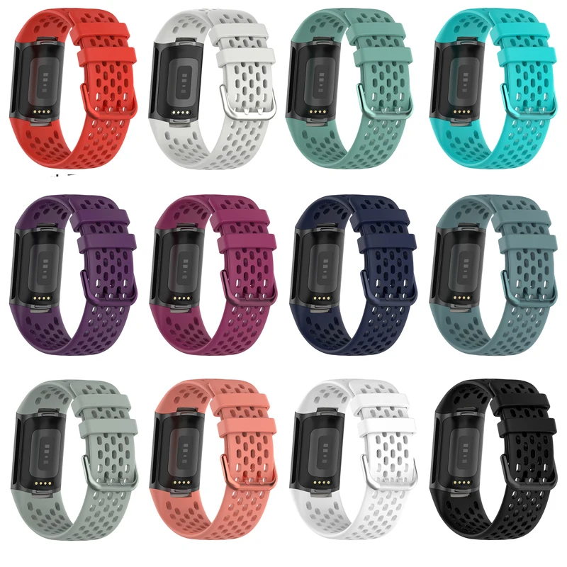 Breathable Rubber Strap For Fitbit Charge 5 correa Sport Replacement Silicone Wristband For Fitbit Charge6 Watch Bracelet