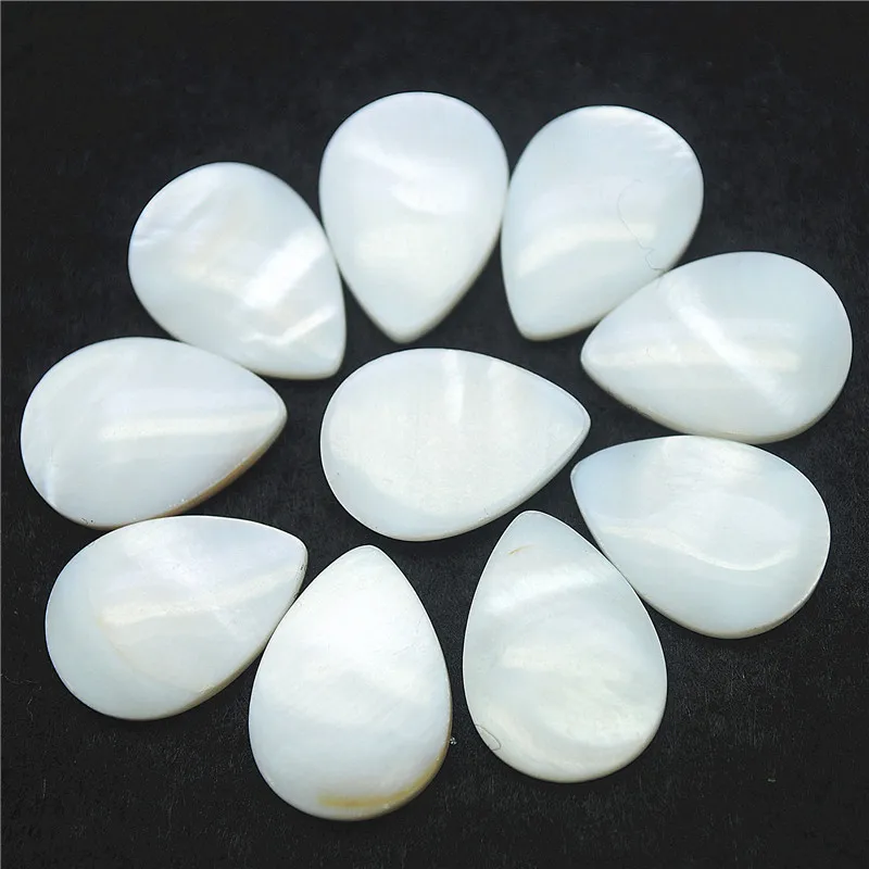 

20PCS White Shell Cabochons Mother Of Pearl Loose Beads NO Hole Teardrop Shape 13x18MM 18X25MM DIY Jewelry Accessories