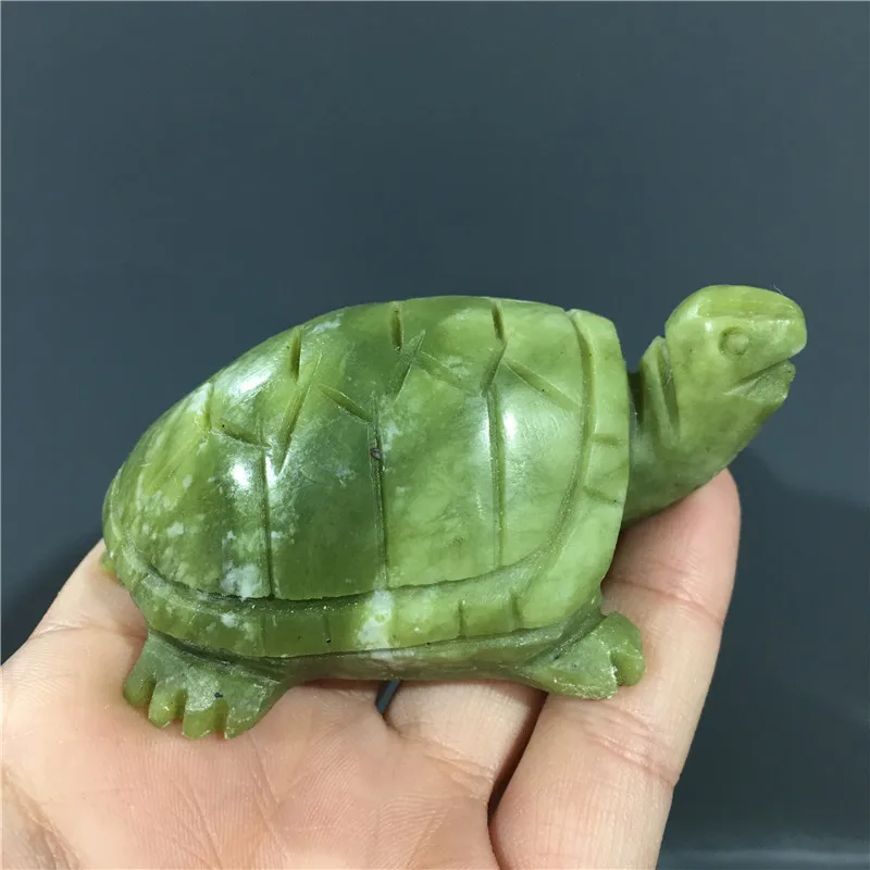 Crystals healing stones minerals hand carved natural green jade tortoise sculpture for gift