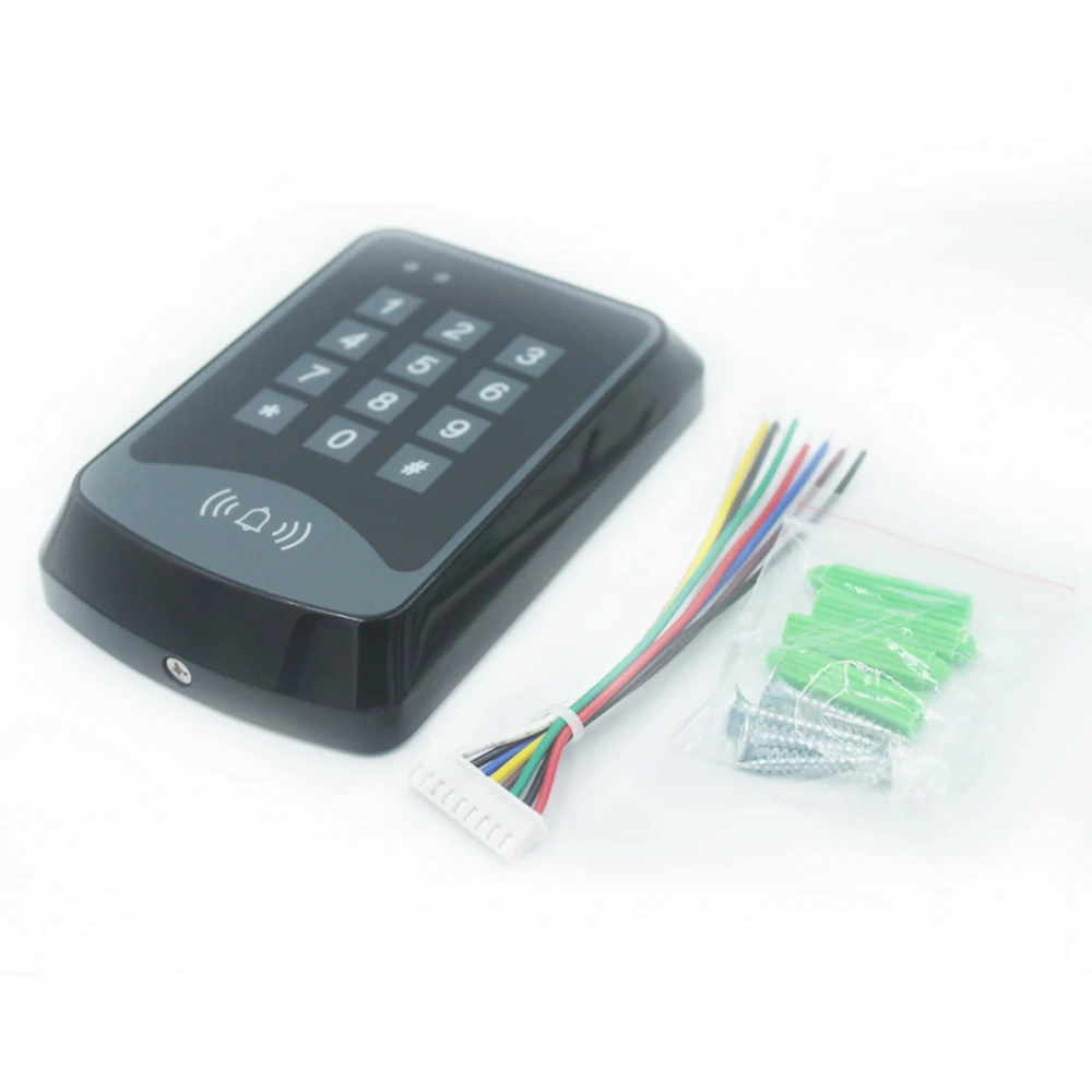 125Khz RFID Proximity Card Keypad Access Control System Device Machine RFID Card Reader Door Lock System 1000 user Keyfobs Cover