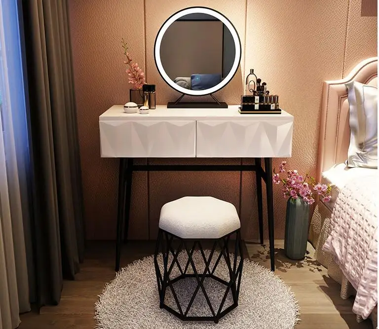 Nordic dressing table modern contracted web celebrity INS dressing table with lamp girl bedroom small economical dressing table