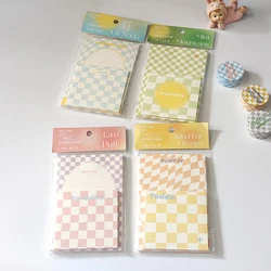 90 Sheets Cute Checkerboard Plaid Memo Pad Decoration Material Paper Scrapbook Diary Album Message Notes Notepad Stationery