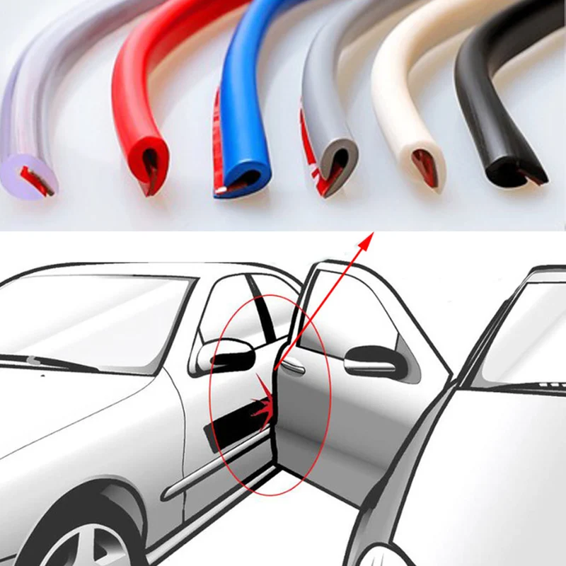 5M/Set Car Door Edge Rubber Scratch Protector Anti Collision Scratch Protection Car Door Rubber Sealing Strips Sticker