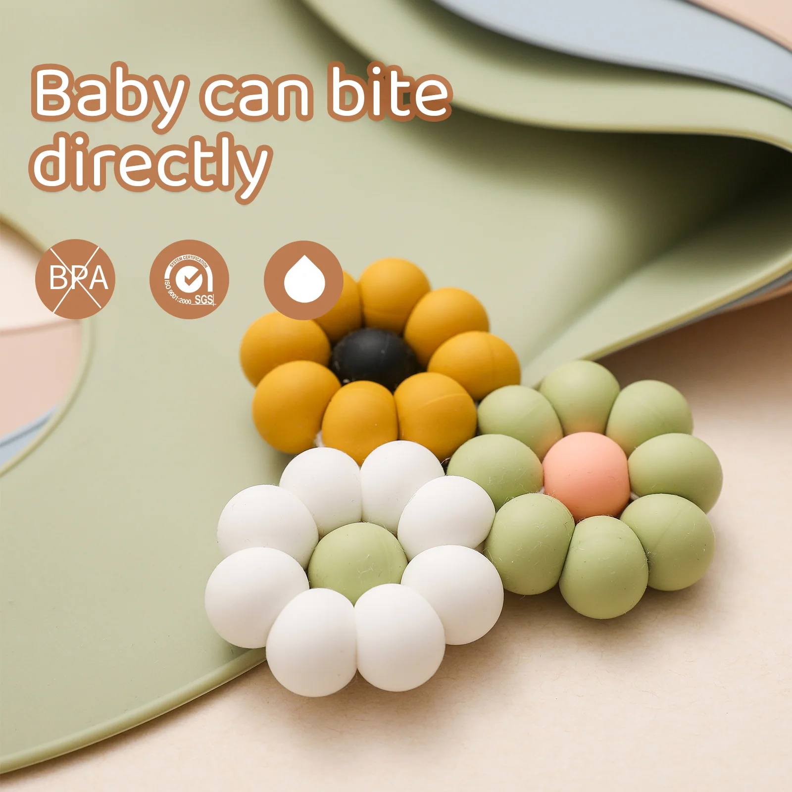 New Baby Rattle Toy Food Grade Silicone Flower Food Grade Silicone Nursing Products Newborn Silicone Rodent Teething Toys Gift