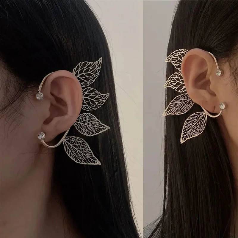 1Pc Retro Maple Leaf Earrings Female Non-pierced Earrings Ear Bone Clips Ear Clips Trendy Elf Earrings Without Ear Hole Earrings