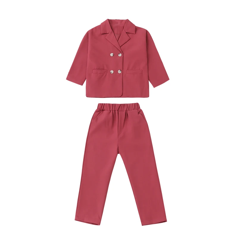 Girls Suits Coat + Pants 2pcs Kids Cotton 2023 Casual Spring Autumn High Quality Formal Sport Teenagers Children Sets Outfits