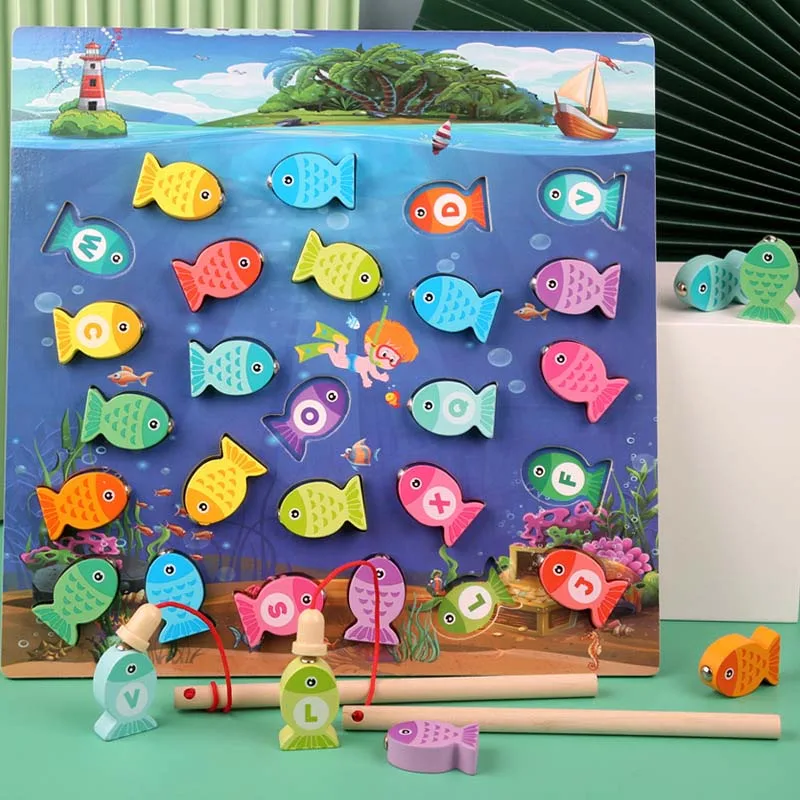 Hout 3d Puzzel Magnetische Vissen Speelgoed Kinderen Educatief Vissen Hout Leuk Spel Speelgoed Voor Kinderen Baby Kids Geschenken Magneet Vissen