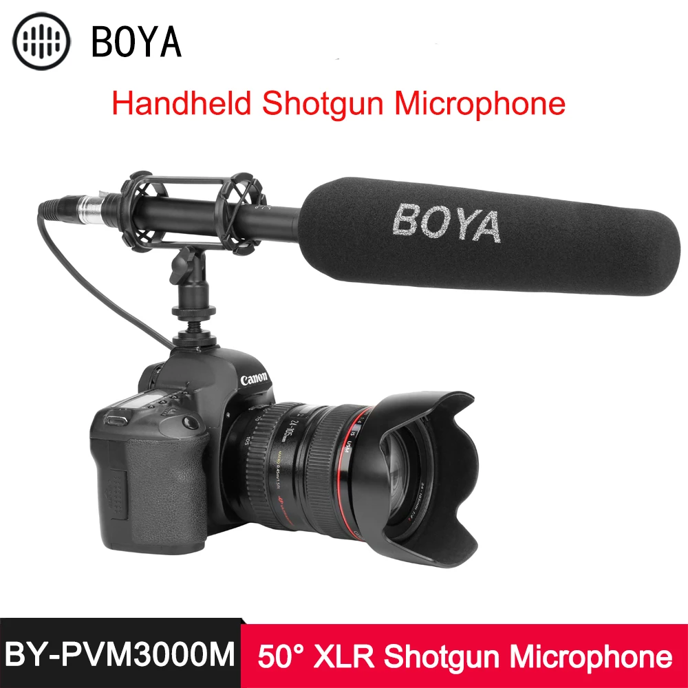 BY PVM3000 Shotgun Microphone 30°  50°  70° Supercardioid Electret Condenser Mic for DSLR Camera Camcorder Audio Recorder