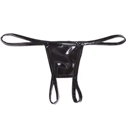 Plus Size Latex PVC Shiny Low-Rise G-string Panties Sexy Bandage Micro Thong T-Back Erotic Lingerie Smooth Thongs Stage Wear F23