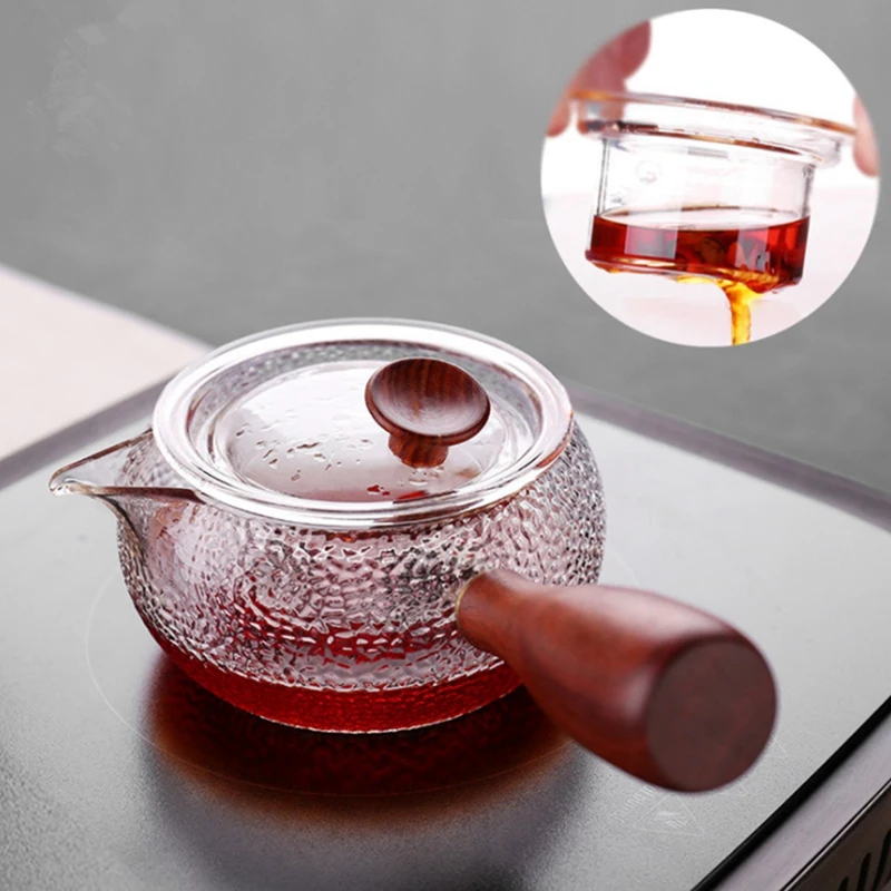 600Ml Japanese Style Teapot Clear Glass Wood Handle Pot Tea Maker Coffee Water Kettle Teaware Tool Decor