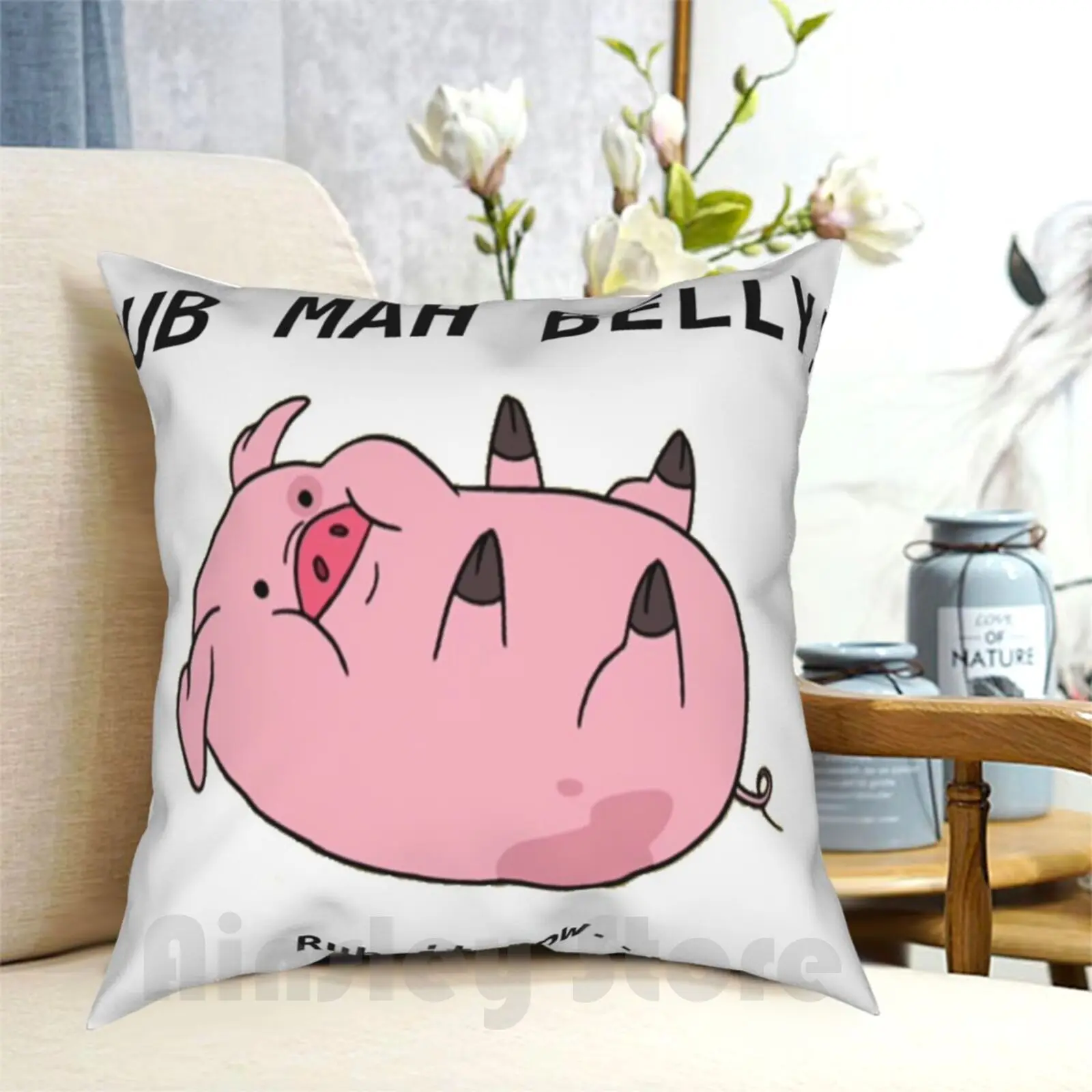 Waddle's Buik Kussensloop Bedrukt Thuis Zachte Diy Kussensloop Waggelt Cartoon Xd Varken Modder Roze Dier Grappige Buik Buik