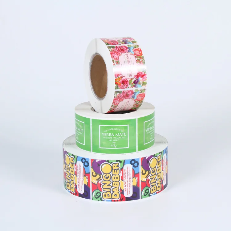 Customized Printed Flowers Cosmetic Packing Seal Adhesive Stickers Labels Waterproof Vinyl Shampoo Roll Label Personalized