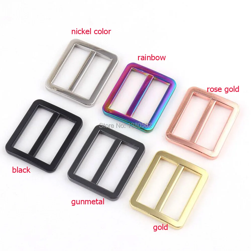 10PCS/lot Rose gold/rainbow/gold/black Slider buckles Alloy Tri-Glide Slider buckle for 25mm Strap Belt Bags Garment Accessories