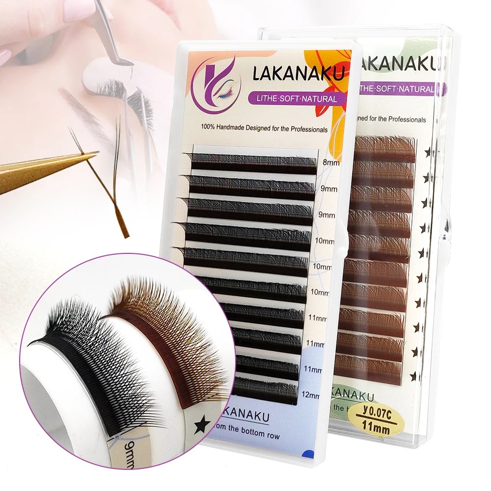 LAKANAKU Y Shape Eyelashes Cilios YY Volume Lash Extension Supplies Fluffy Individual Eyelash Brazilian Volume Cilios Y